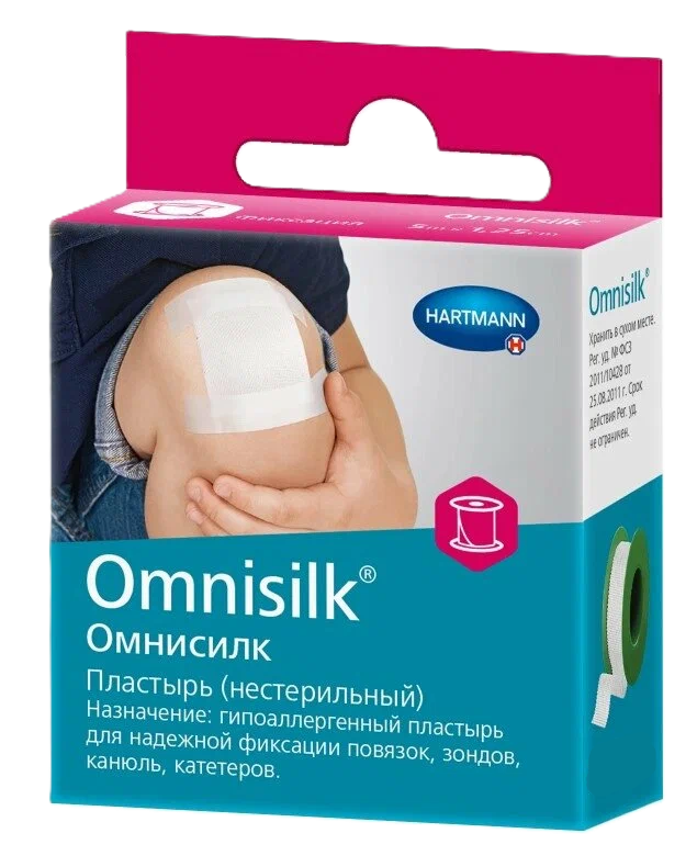 Omnisilk Пластырь фиксирующий, 1.25 см x 9.2 м, пластырь медицинский, 1 шт, шелковая основа фото