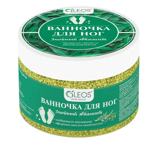 Oleos Ванночка для ног, соль для ванн, 220 г, 1 шт, знойный эвкалипт фото