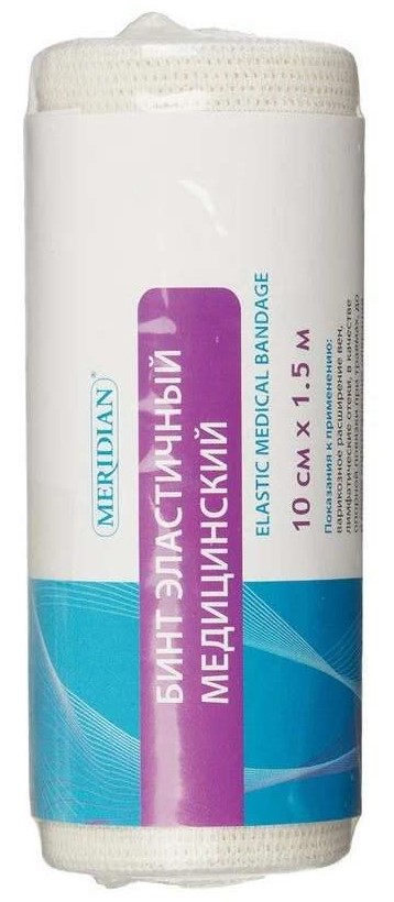 Meridian Бинт медицинский эластичный, 10 см х 1.5 м, 1 шт, средней растяжимости фото