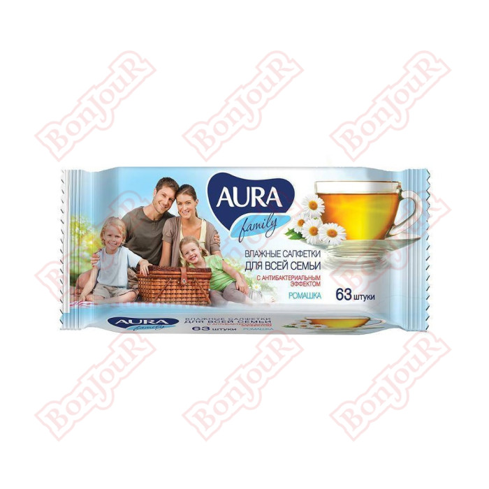 Aura Family Салфетки влажные освежающие для всей семьи, салфетки влажные, 63 шт. фото
