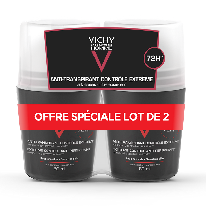 Vichy Homme дезодорант против избыточного потоотделения 72 ч, набор, 50 мл, 2 шт, део-ролик фото