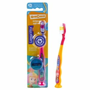 Longa Vita Kids Фиксики зубная щетка детская на присоске и с защитным колпачком, щетка зубная, 1 шт, цвет в ассортименте, для детей с 3х лет фото