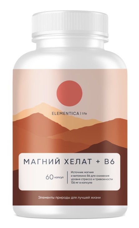 Elementica life Магний хелат + B6, капсулы, 60 шт. фото