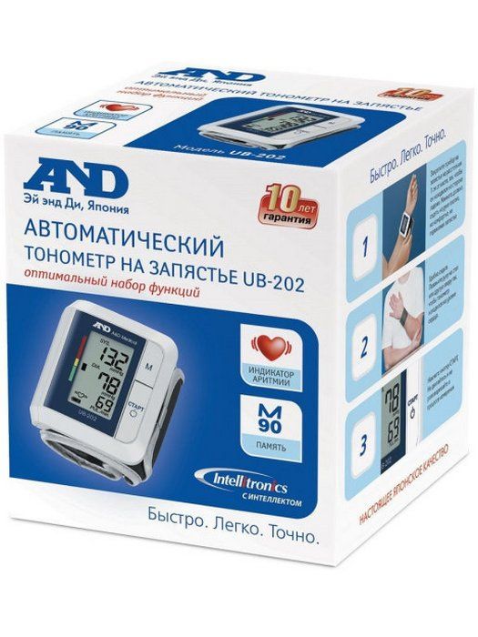Тонометр автоматический AND UB-202 на запястье, 1 шт. фото