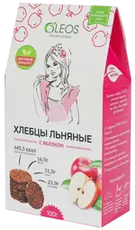 Oleos Хлебцы льняные, хлебцы, 100 г, 1 шт, с яблоком фото