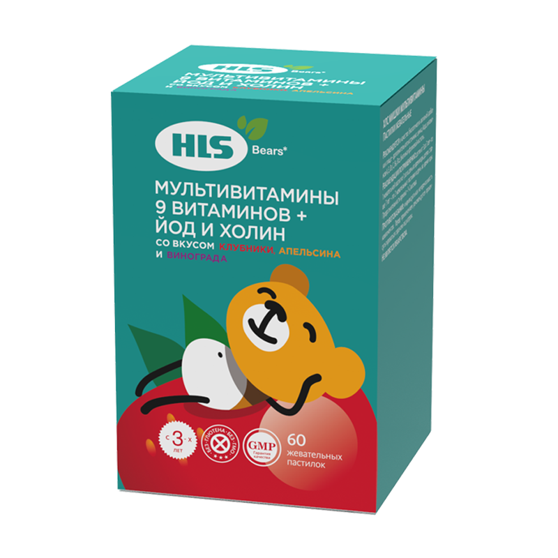 HLS Мишки Мультивитамины, пастилки жевательные, 60 шт. фото