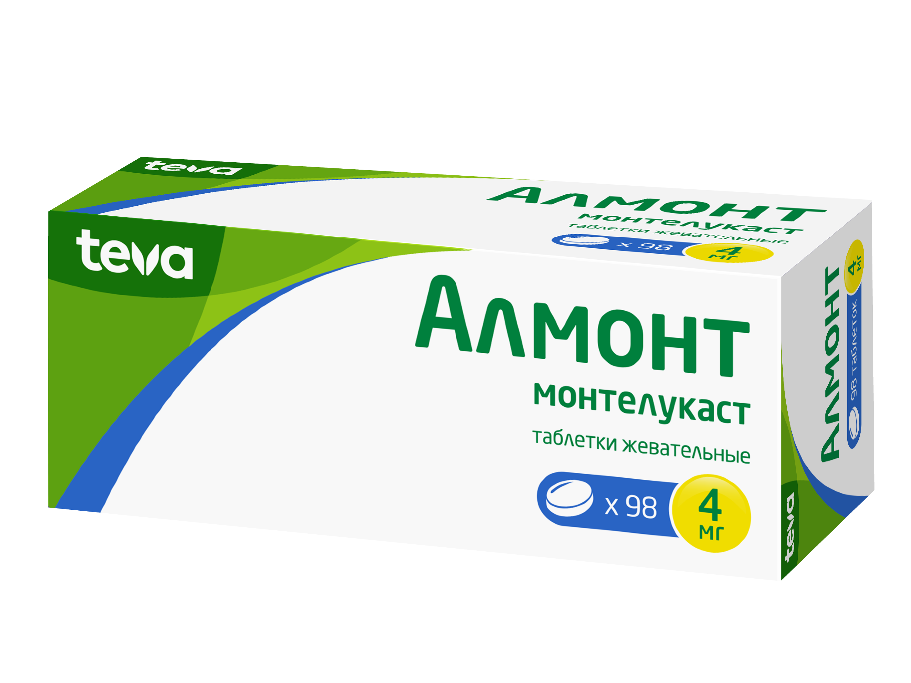 Алмонт, 4 мг, таблетки жевательные, 98 шт. фото