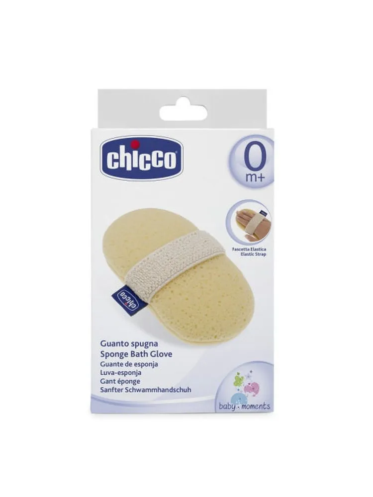 Chicco baby moments губка-рукавичка для купания ребенка с карманом для мыла 0+, 1 шт. фото