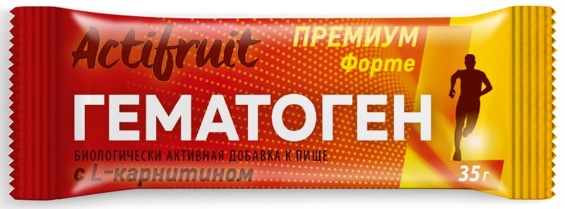 Актифрут Гематоген Форте Премиум с L-карнитином, плитка, 35 г, 1 шт. фото