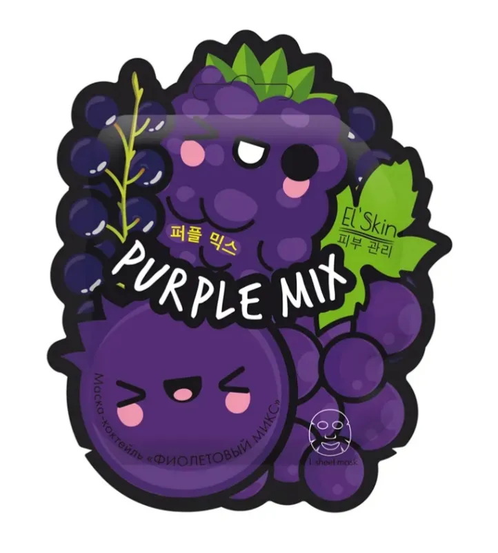 Elskin маска-коктейль для лица тканевая фиолетовый микс, маска для лица, 15 г, 1 шт. фото
