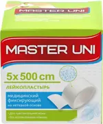 Master Uni Unipore Лейкопластырь фиксирующий, 5 см х 500 см, пластырь, 1 шт, белый, нетканая основа фото