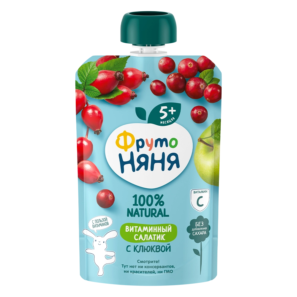 Фрутоняня, пюре, 90 г, 1 шт, витаминный салатик, без сахара фото