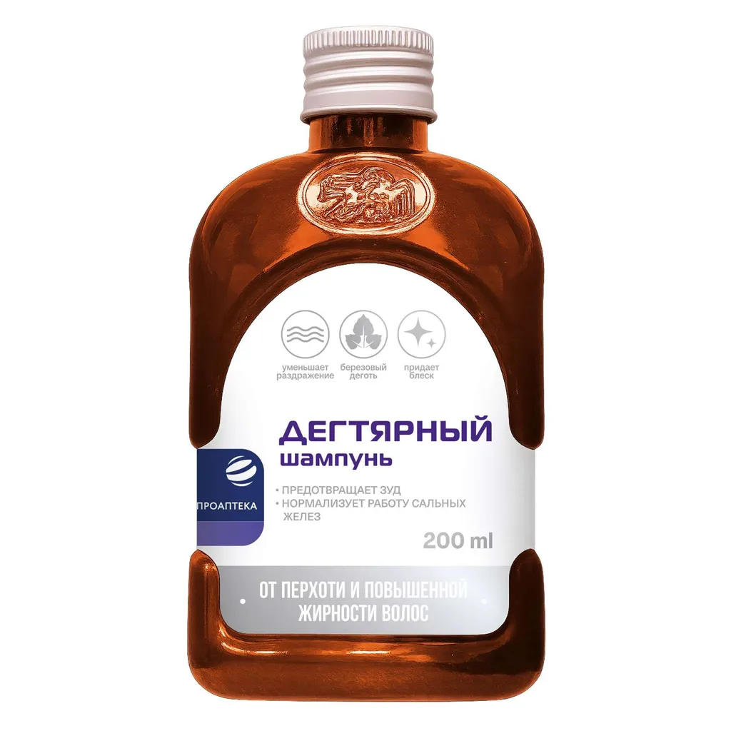 Проаптека шампунь от перхоти и повышенной жирности волос дегтярный, шампунь, 200 мл, 1 шт. фото