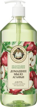 Рецепты бабушки Агафьи домашнее мыло для рук, мыло жидкое, 1000 мл, 1 шт, мятно-яблочное фото