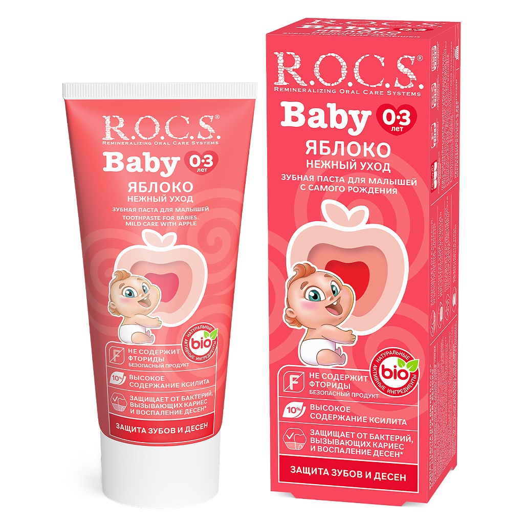 ROCS Baby Нежный уход, паста зубная, 45 г, 1 шт, яблоко, без фтора, 0 - 3 года фото