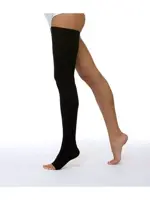 Чулок компрессионный до бедра с открытым мыском, 2 класс компрессии, р. 1, 1 шт, черного цвета фото