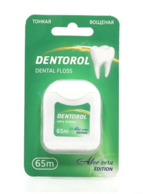 Dentorol нить зубная, 65 м, нить зубная, 1 шт, с алоэ вера, вощеная фото
