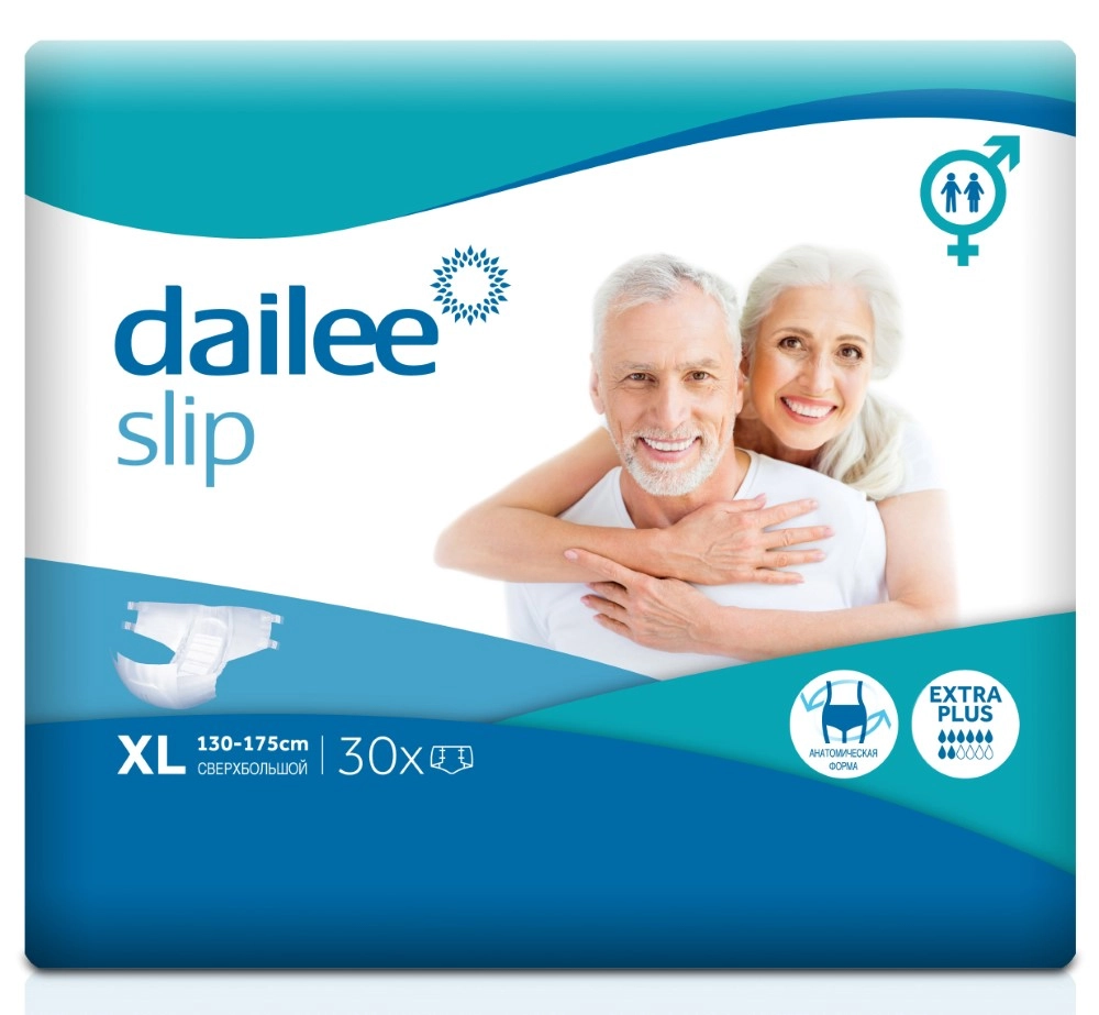 Dailee Slip Extra Plus Подгузники для взрослых, Extra Large XL (4), 30 шт, средняя степень недержания фото