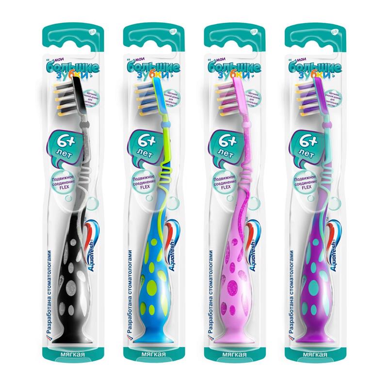 Aquafresh Мои большие зубки зубная щетка 6+, щетка зубная, 1 шт, в ассортименте фото
