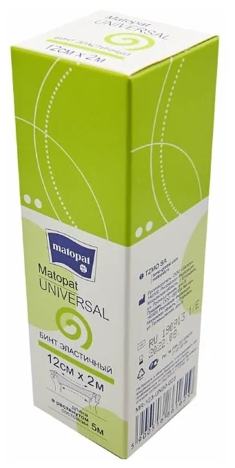 Matopat Universal Бинт эластичный с застежкой, 12 см х 2 м, бинт эластичный, 1 шт. фото