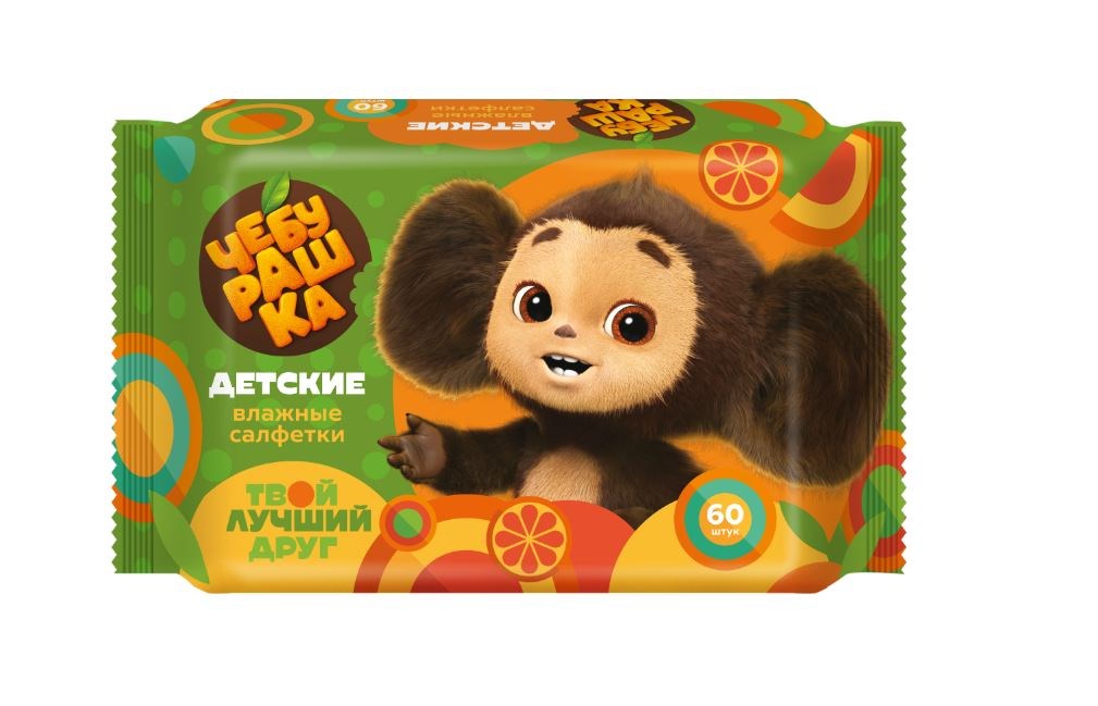 Чебурашка Салфетки влажные детские, салфетки влажные, 60 шт. фото