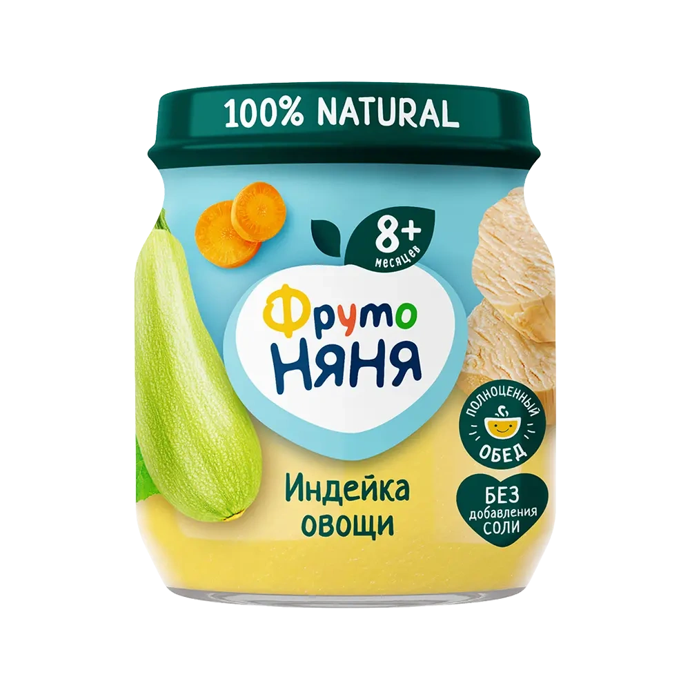 Фрутоняня детское пюре, пюре, 100 г, 1 шт, индейка + овощи фото
