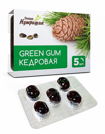Доктор Нутришин Смолка жевательная кедровая Green gum, 0.8 г, резинка жевательная, 5 шт. фото