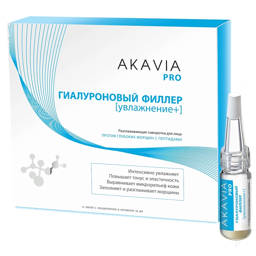 Акавия Pro Сыворотка разглаживающая против глубоких морщин с пептидами, сыворотка, 1 шт, набор: концентрат 12 ампул + активатор 50 мл фото