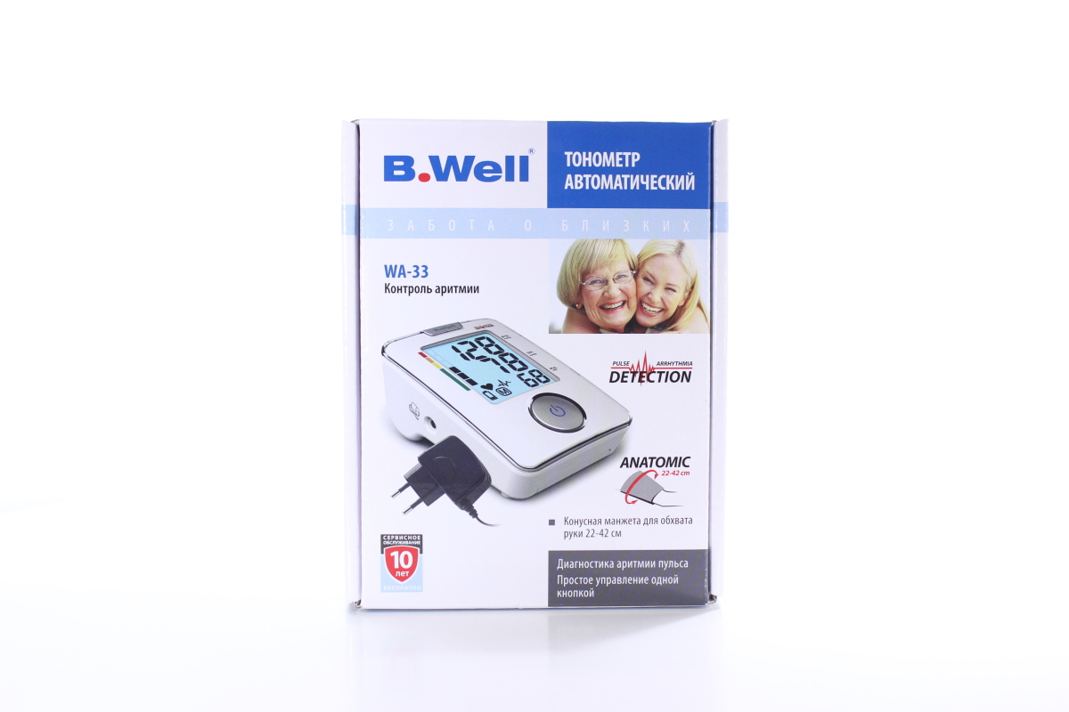 Тонометр автоматический B.Well WA-33, 1 шт, с адаптером и стандартной манжетой (22-32 см) фото