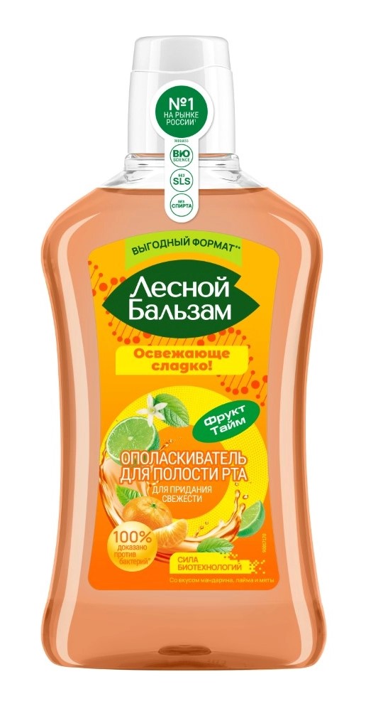 Лесной бальзам Ополаскиватель для полости рта, ополаскиватель полости рта, 800 мл, 1 шт, мандарин + лайм + мята фото