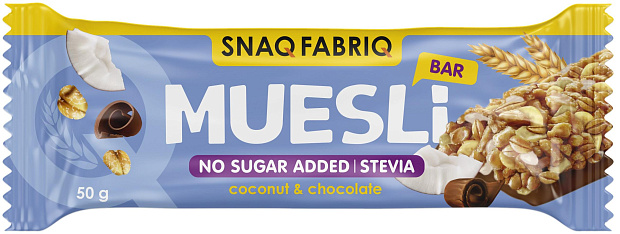 Snaq Fabriq батончик-мюсли с молочным шоколадом, батончик, 50 г, 1 шт, кокос фото