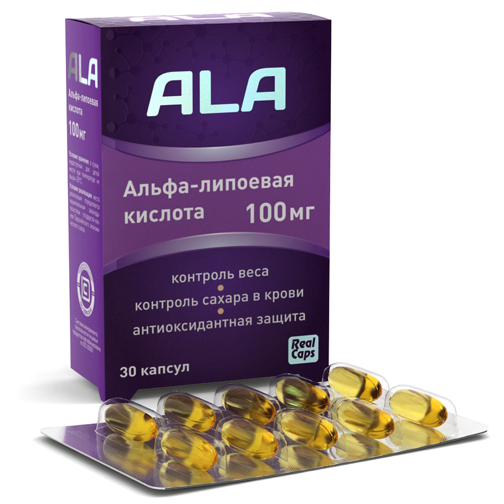 ALA Альфа-липоевая кислота, 100 мг, капсулы, 30 шт. фото
