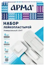 Арма Набор лейкопластырей универсальный Light, лейкопластырь бактерицидный, 20 шт, белый, нетканая основа фото