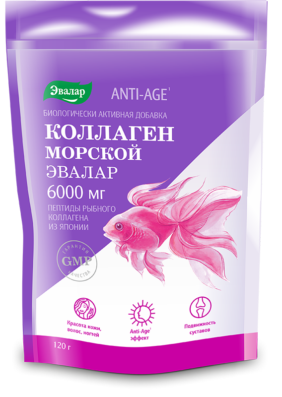 Эвалар Коллаген морской, 6000 мг, порошок для приготовления раствора для приема внутрь, 120 г, 1 шт. фото