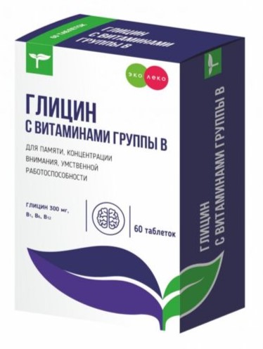Эколеко Глицин с витаминами группы B, таблетки, 60 шт. фото