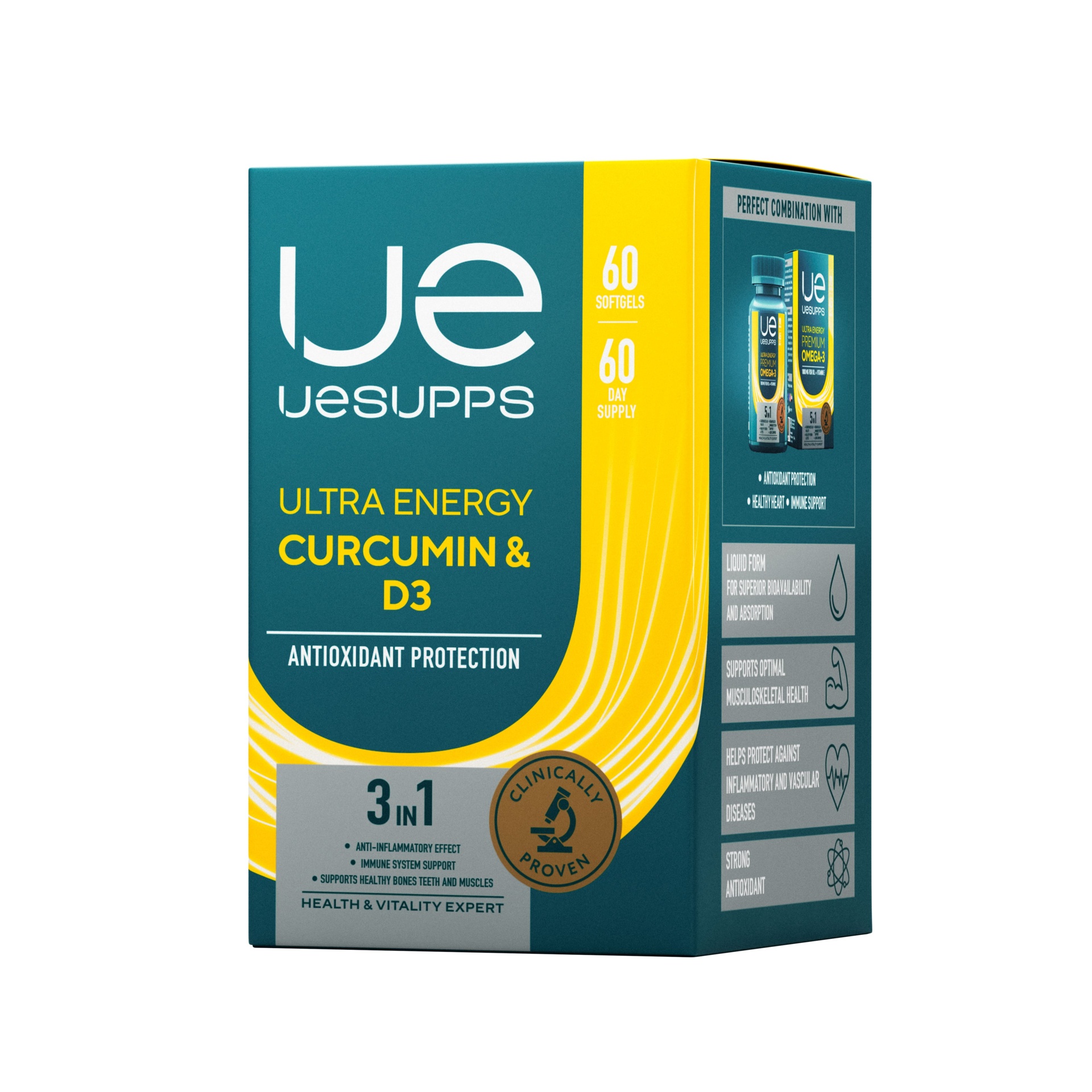 Uesupps Ultra Energy куркумин и витамин D3, капсулы, 60 шт. фото