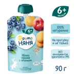 Фрутоняня детское пюре, 6+ мес, пюре, 90г, 1 шт, яблоко + черника + печенье фото 3