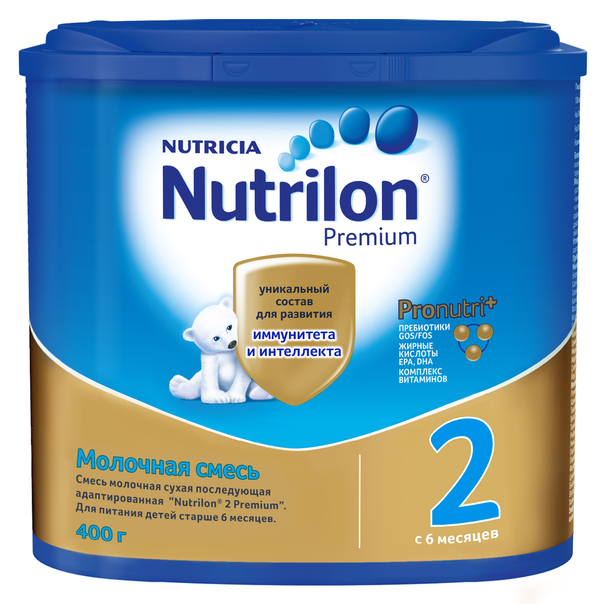 Nutrilon 2 Premium смесь молочная, смесь молочная сухая, 400 г, 1 шт. фото