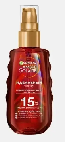 Garnier Ambre Solaire масло для загара солнцезащитное идеальный загар, масло, 150 мл, 1 шт, SPF 15 фото