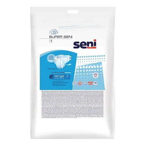 Seni Super Подгузники для взрослых, Large L, 1 шт, 100-150 см фото