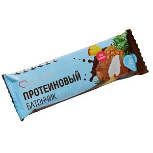 Сердце Континента Батончик протеиновый, батончик, 40 г, 1 шт, кокос-ананас в шоколадной глазури фото