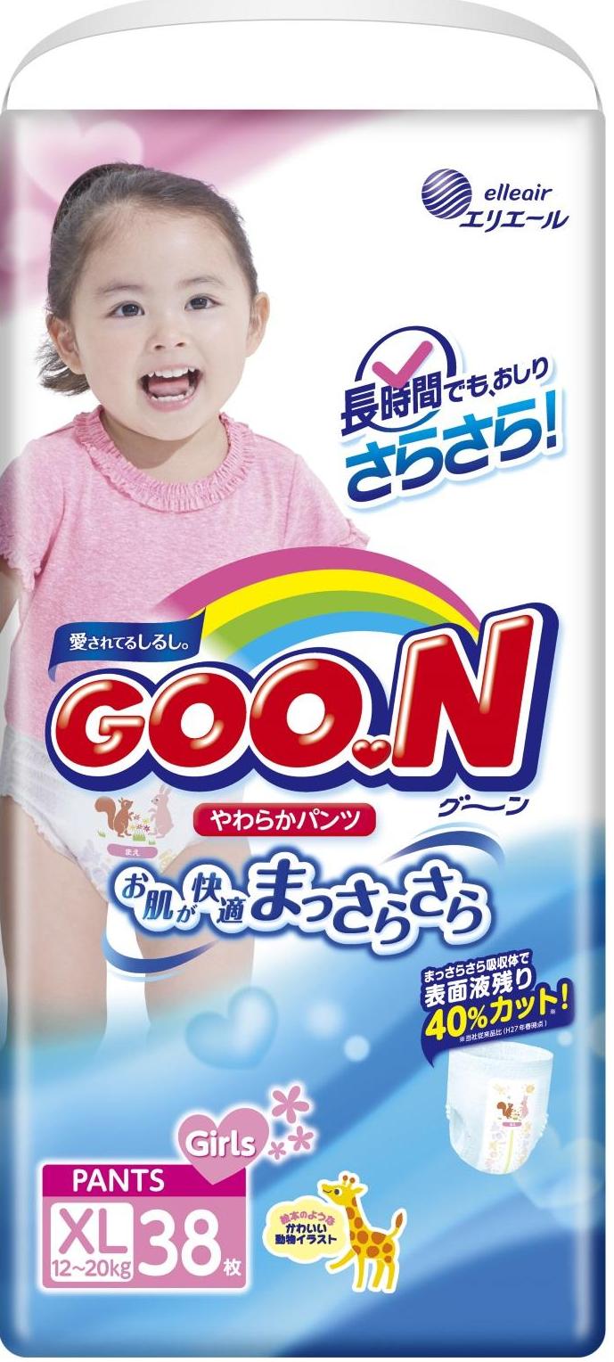 GOON Подгузники-трусики детские, XL (12-20 кг), 38 шт, для девочек фото