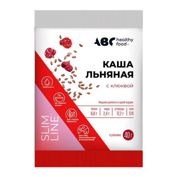 ABC Хэлси Фуд каша льняная, каша, 40 г, 1 шт, с клюквой фото
