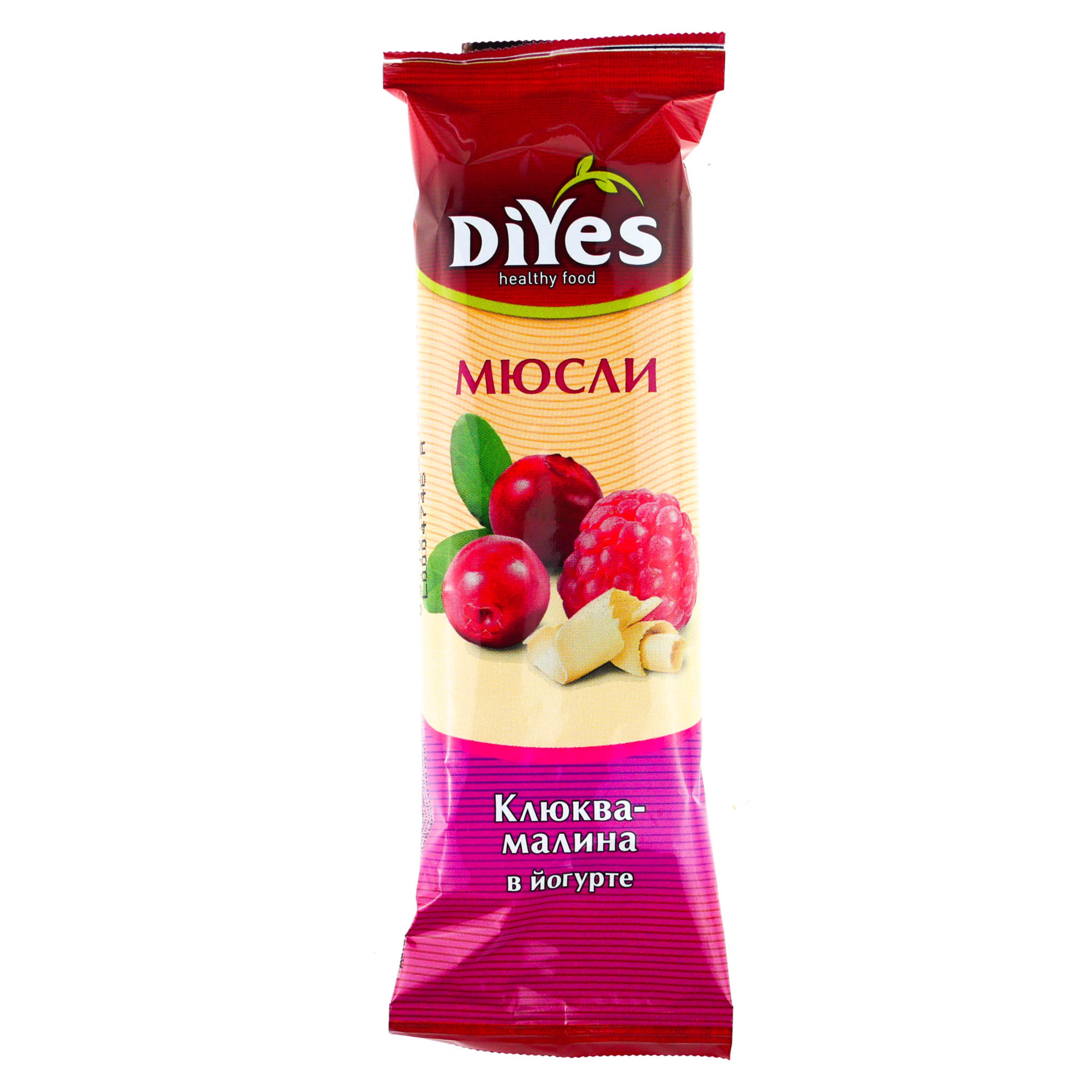 ДиYes батончик-мюсли, батончик, 25 г, 1 шт, клюква + малина, в йогурте фото