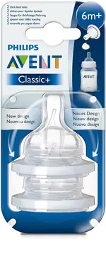 AVENT Classic+ Соска силиконовая для густых жидкостей, 2 шт, 6+ мес, арт. SCF636/27 (80627) фото 