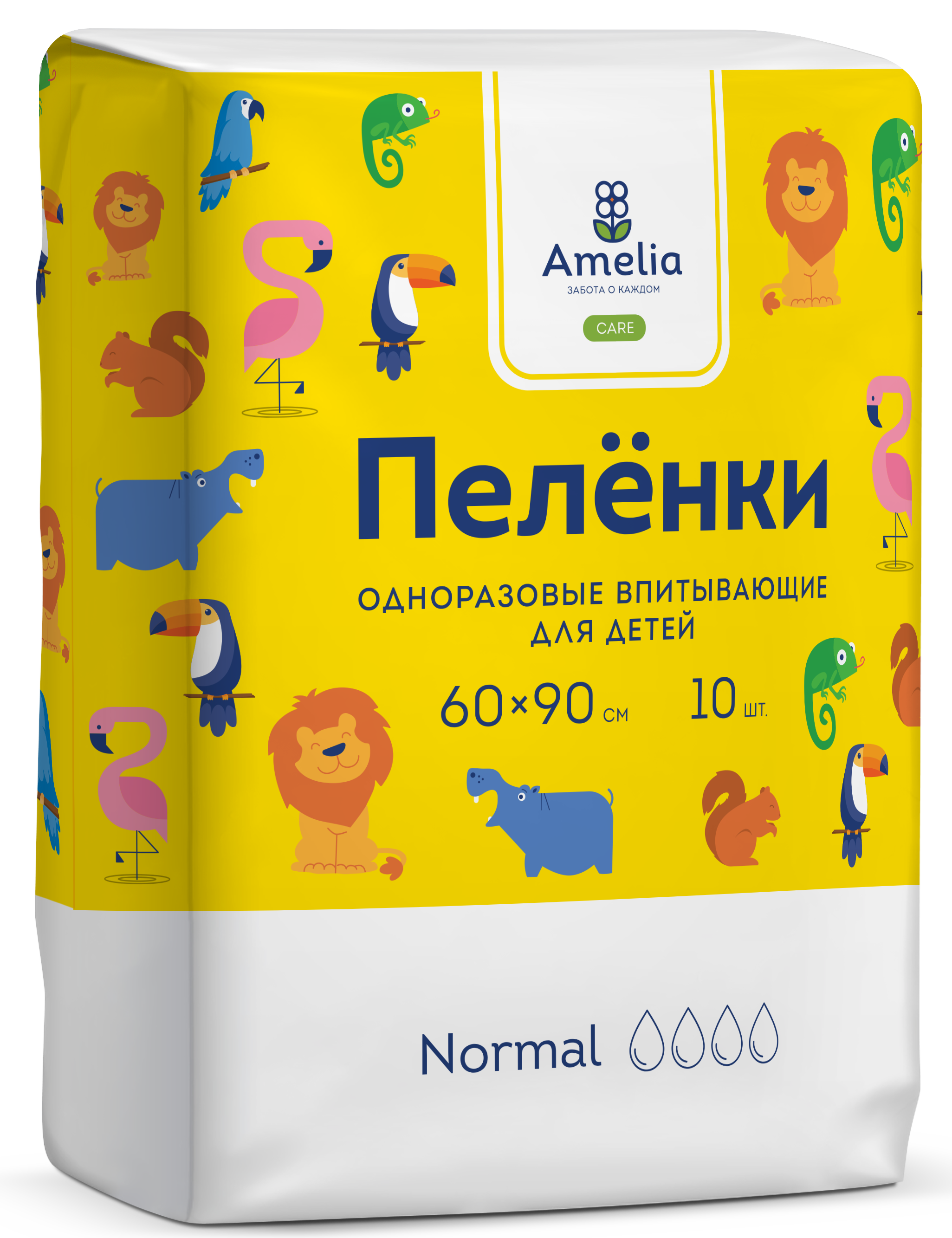 Амелия Пеленки впитывающие, 60 см х 90 см, 10 шт, для детей фото