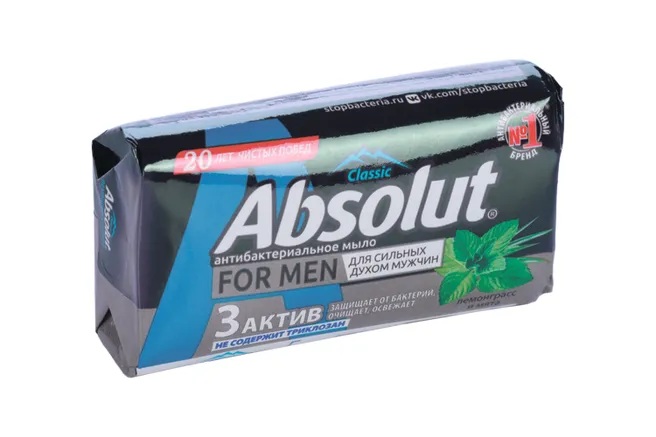 Абсолют for men Мыло твердое, мыло твердое, 90 г, 1 шт, лемонграсс и мята фото