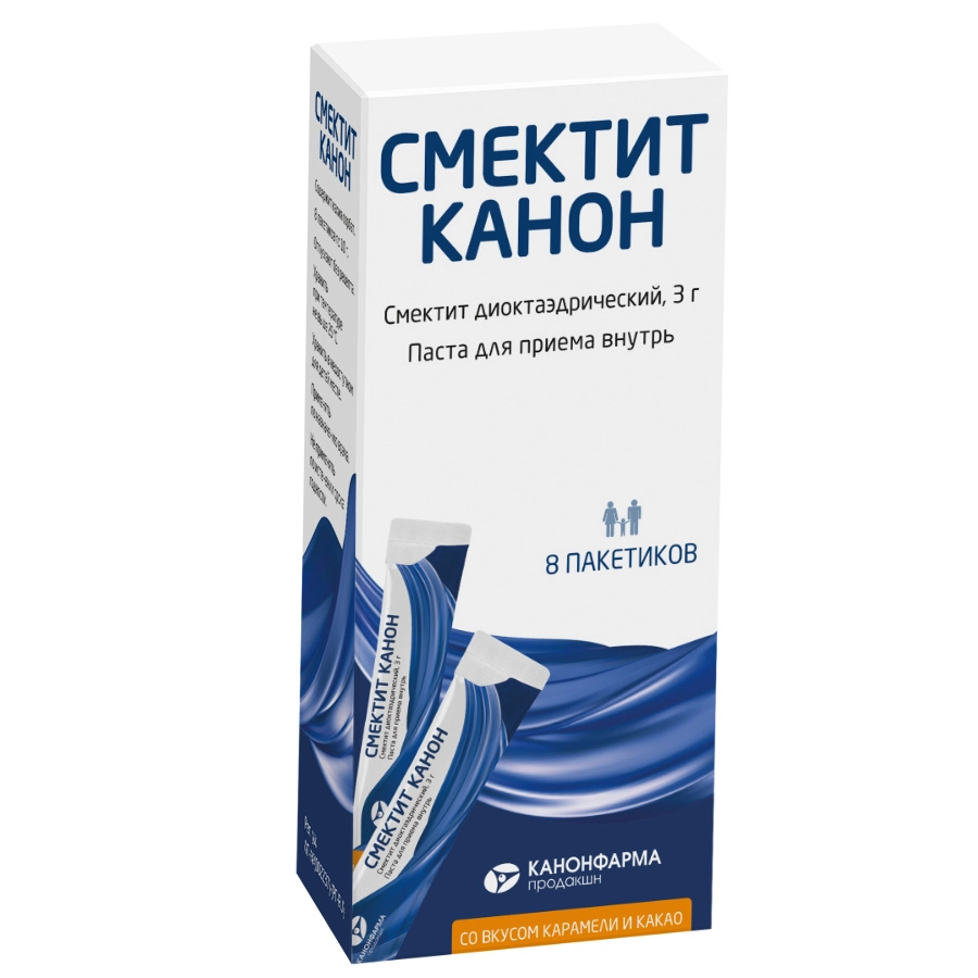 Смектит канон, паста для приема внутрь, 3 г, 8 шт, со вкусом какао-карамели фото