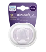 AVENT Ultra Soft Пустышка силиконовая с футляром, 0-6 месяцев, 1 шт, арт. SCF092/03 фото