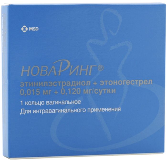 НоваРинг, 15 мкг+120 мкг/24 ч, кольца вагинальные, 1 шт, в комплекте с аппликатором фото